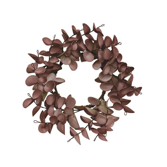 Burgundy Fall Ombre Eucalyptus Leaf Mini Candle Ring