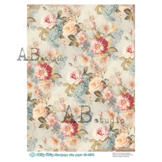 Dainty Florals ID372  - A4 8.3 x 11.7 Rice Paper by AB Studio