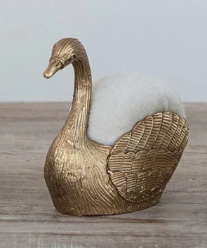 SWAN-Velvet Pin Cushion with 5 Pearl Head Pins