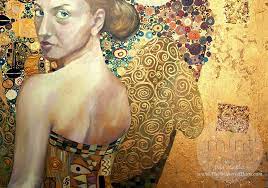 Beautiful Woman in Gold 23x33 ~ MINT by Michelle