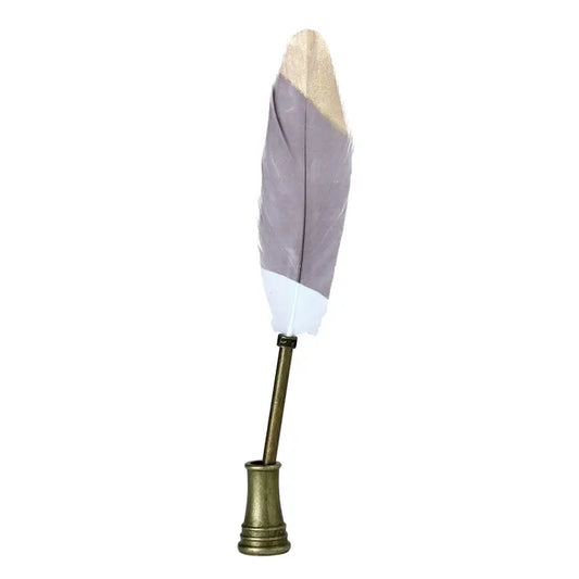 Stripe Charcoal Feather Quill Pen Set