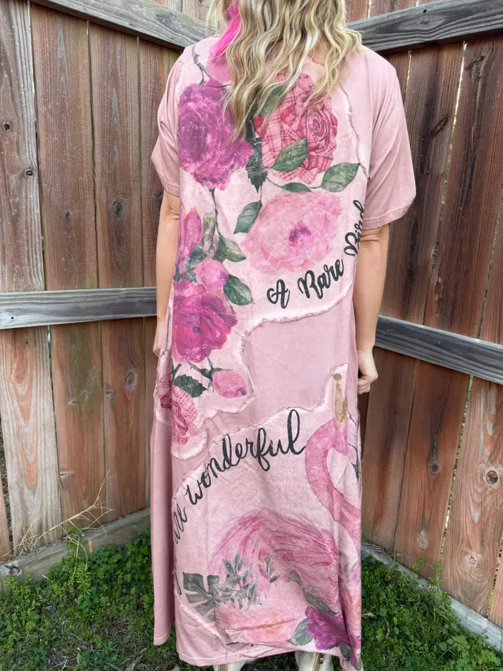 Pink Flamingo Tee Dress OS - A Rare Bird