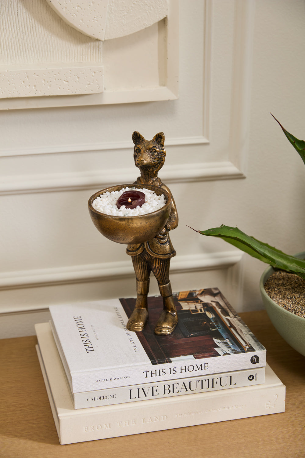 Eloise the Fox Stand with Dish - Authentic E&E Eloise Collection Bronzed Aluminum Bust