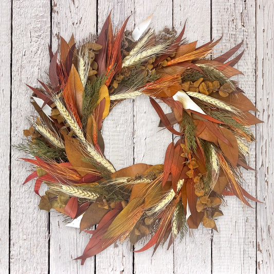 100% Natural Willow & Wheat Wreath - Made to Order