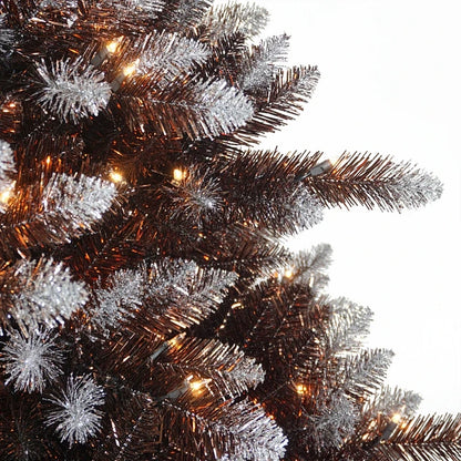 Unique Faux Bronzed Spruce & Tinsel 7.5ft Pre-Lit Christmas Tree - (𝐏𝐢𝐜𝐤-𝐔𝐩 𝐎𝐧𝐥𝐲)