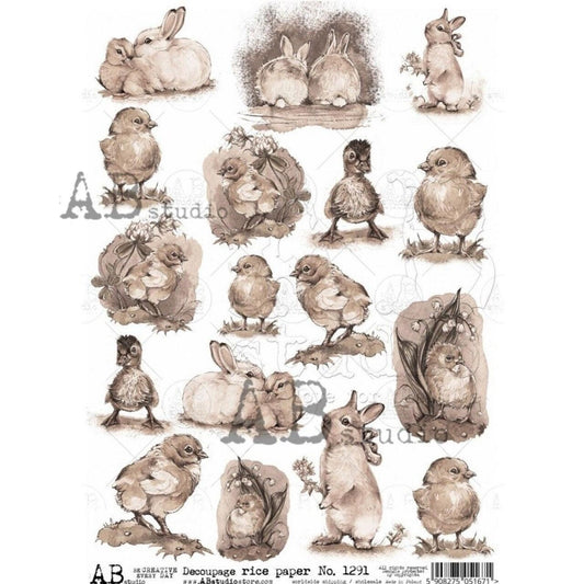 Easter Minis 1291 - A4 8.3 x 11.7 Rice Paper by AB Studio