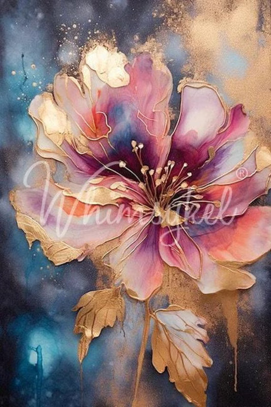 Floral Metallic Ink - Lg 21" x 29" Decoupage Paper by Whimsykel Designs