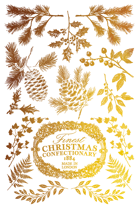 Figgy & Flourish - Gilded Foil - 8 Sheet, 8x12 Pad IOD Decor Transfer