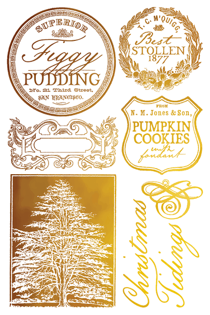 Figgy & Flourish - Gilded Foil - 8 Sheet, 8x12 Pad IOD Decor Transfer