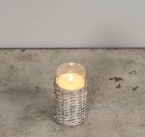 6" Woven Wicker Glass 3D Flame Candle