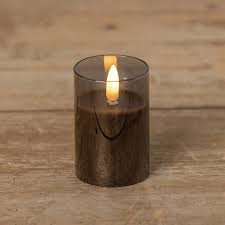 3" Black Glass 3D Flame Candle