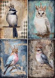 The Four Birds Rice Paper  0587 - A4 8.3 x 11.7 Rice Paper by Decoupage Queen