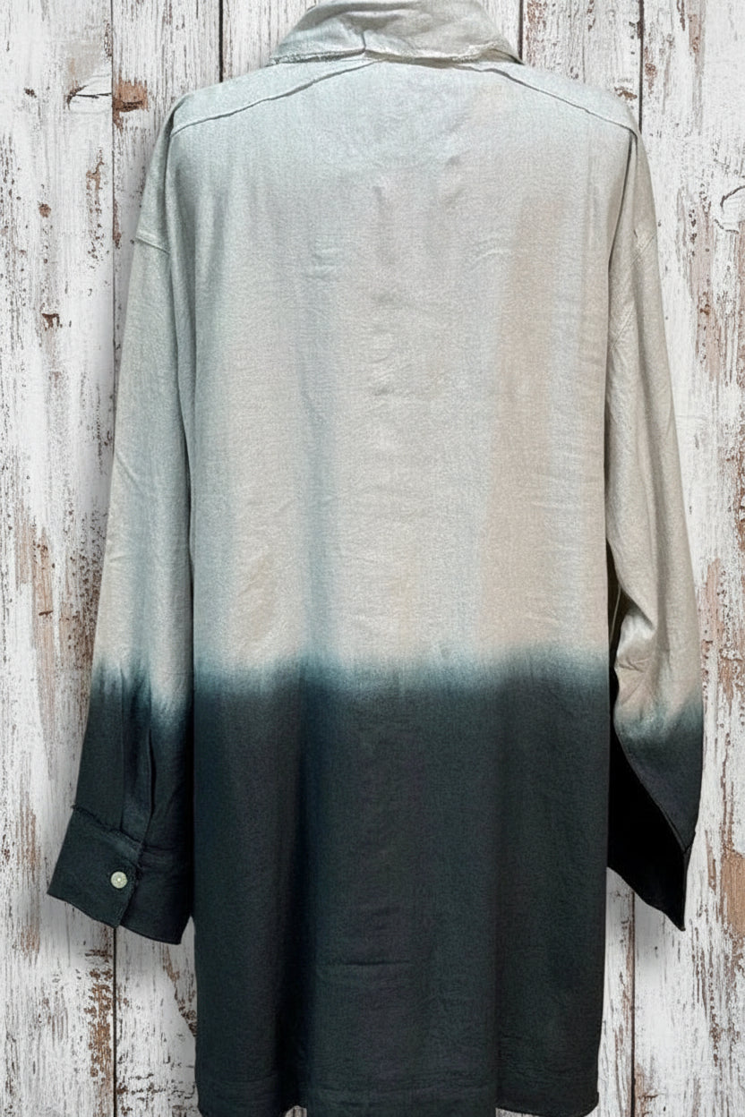 White Charcoal Ombre Linen Shirt / Dress OS - A Rare Bird