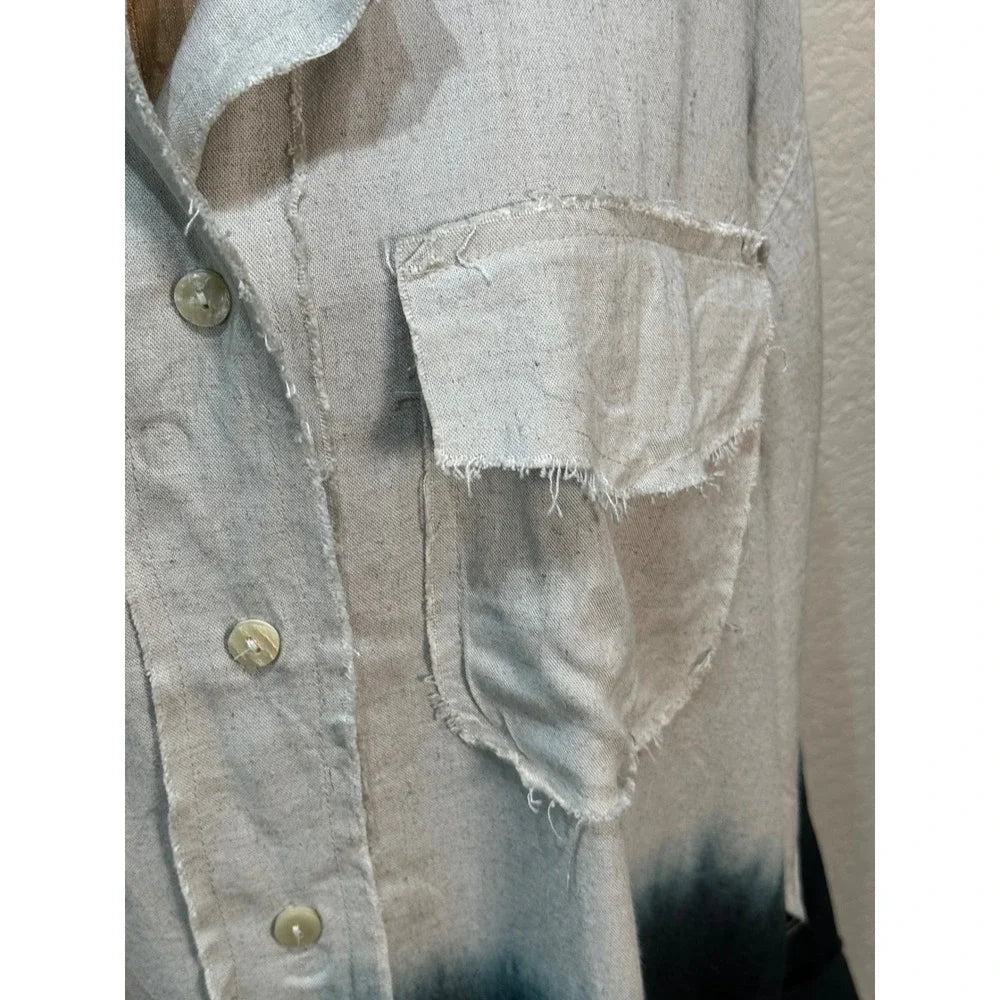 White Charcoal Ombre Linen Shirt / Dress OS - A Rare Bird