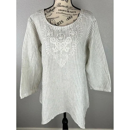 Heart's Desire Clothing - Kayla Tunic Linen Ticking Stripe