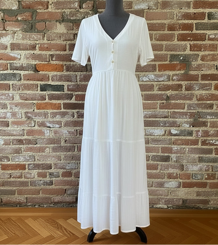 Summer White Cotton Dress- Myra Apparel