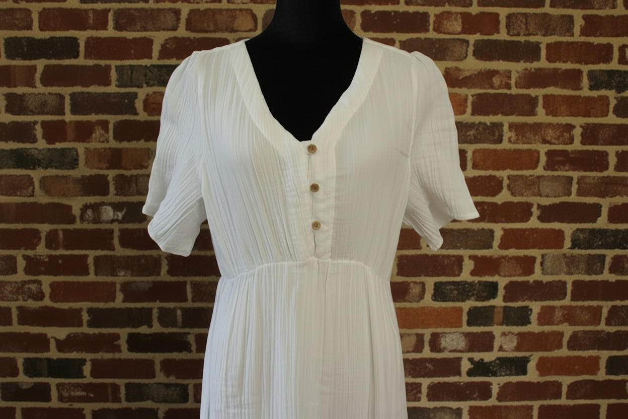 Summer White Cotton Dress- Myra Apparel