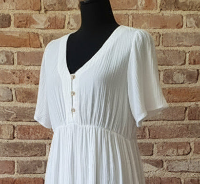 Summer White Cotton Dress- Myra Apparel