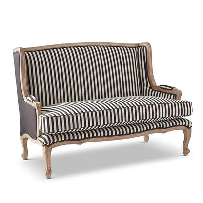 Simply Black & Cream Stripe Pattern Settee - (𝐏𝐢𝐜𝐤-𝐔𝐩 𝐎𝐧𝐥𝐲)
