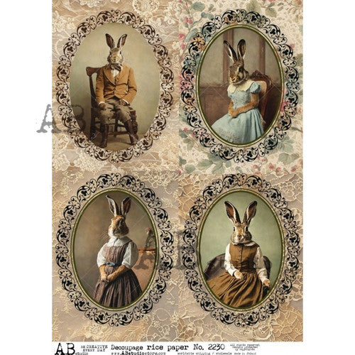 Sophisticated Bunny 2230 - A4 8.3 x 11.7 Rice Paper by AB Studio
