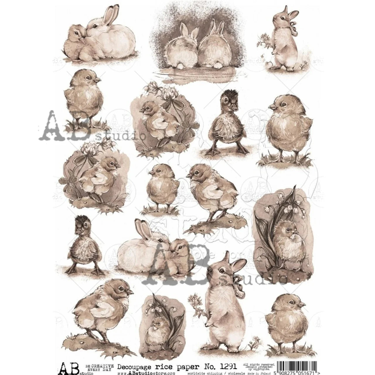 Easter Minis 1291 - A4 8.3 x 11.7 Rice Paper by AB Studio
