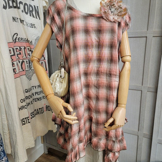 Heart's Desire Clothing - Flutter Top, Rustic Cotton, Plaid