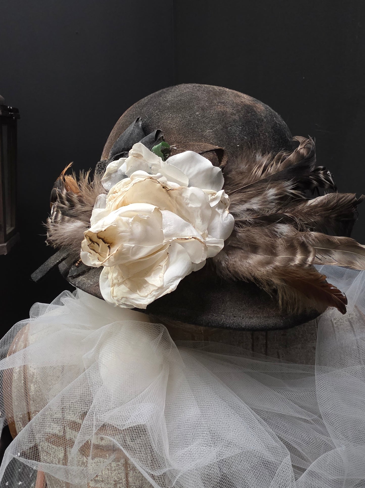 Distressed Boho White Floral Hat OS - A Rare Bird