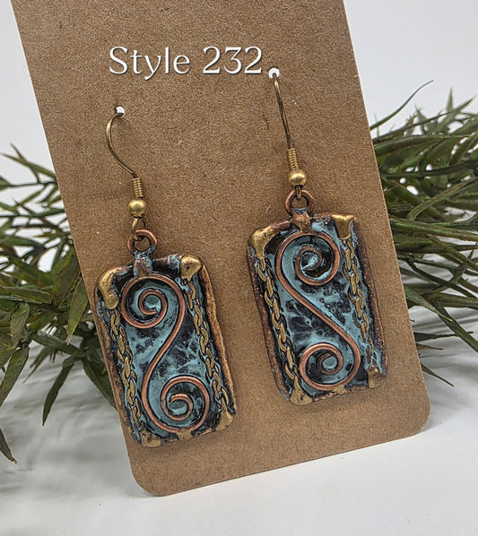 Brass Patina Blue S Earrings EP232