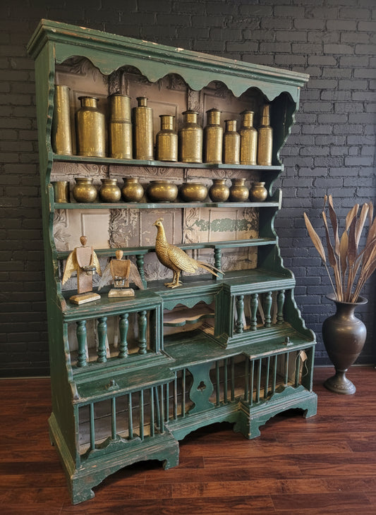 Primitive 1800's Display Hutch with Winter Chicken Coop