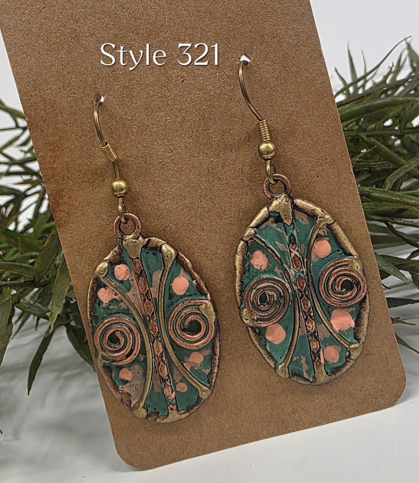 Brass Patina Green Earrings EP321