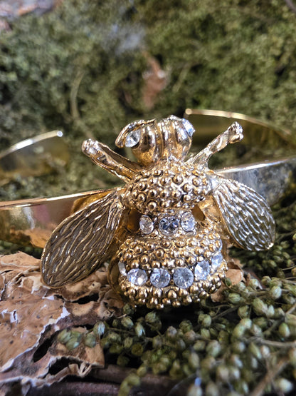 Gold Bee & Crystal Cuff Bracelet Style BP1208 - Yochi NY