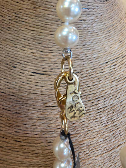 French Crystal Bee Coin, Assurance l' Abeille & Pearl Necklace Style N1630- Yochi NY