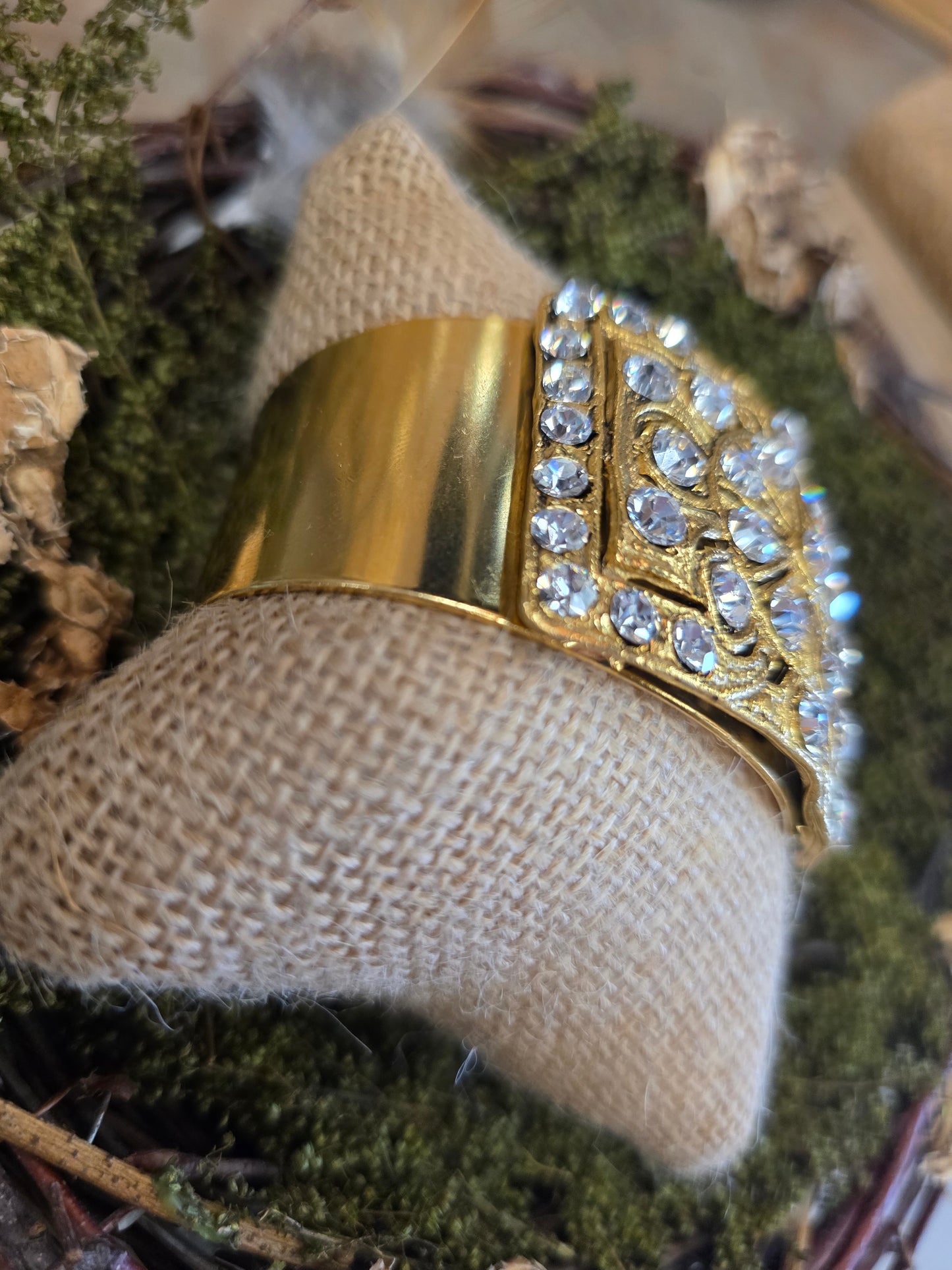 Trinity Geometric Gold & Crystal Cuff Bracelet Style BP1255 - Yochi NY