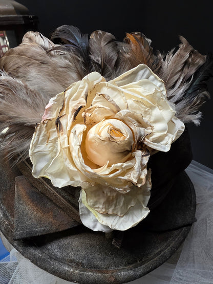 Distressed Boho Ivory Floral Hat OS - A Rare Bird