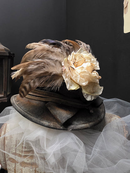 Distressed Boho Ivory Floral Hat OS - A Rare Bird