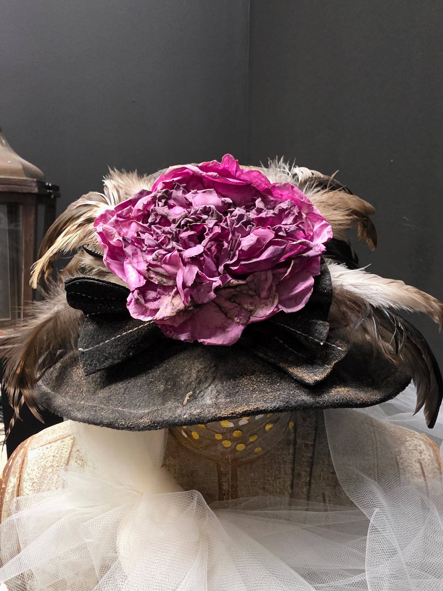 Distressed Boho Magenta Floral Hat OS - A Rare Bird