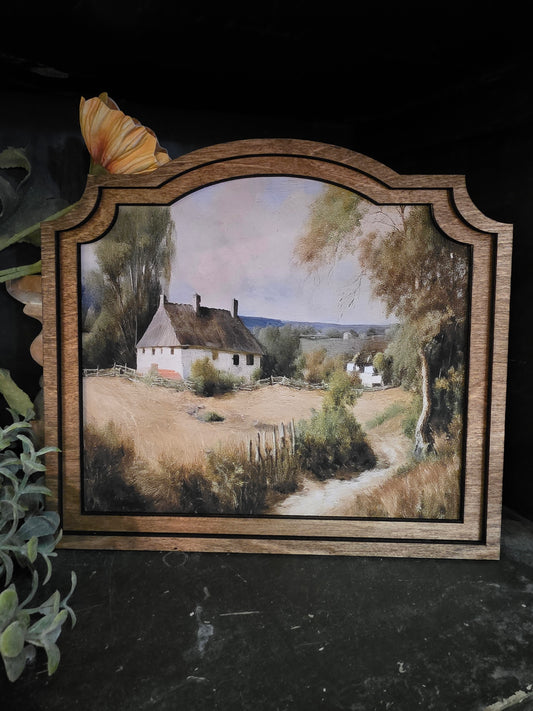 9x10 Provincial White Cottage Handcrafted Framed Wood Art