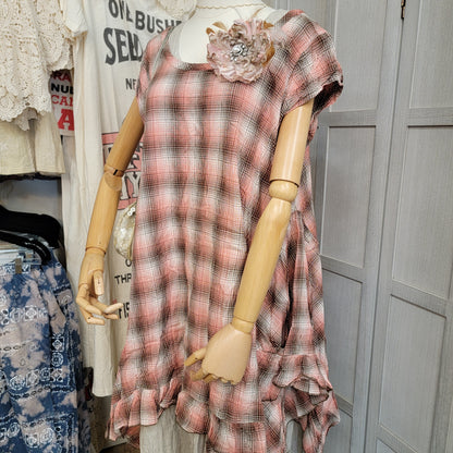Heart's Desire Clothing - Flutter Top, Rustic Cotton, Plaid