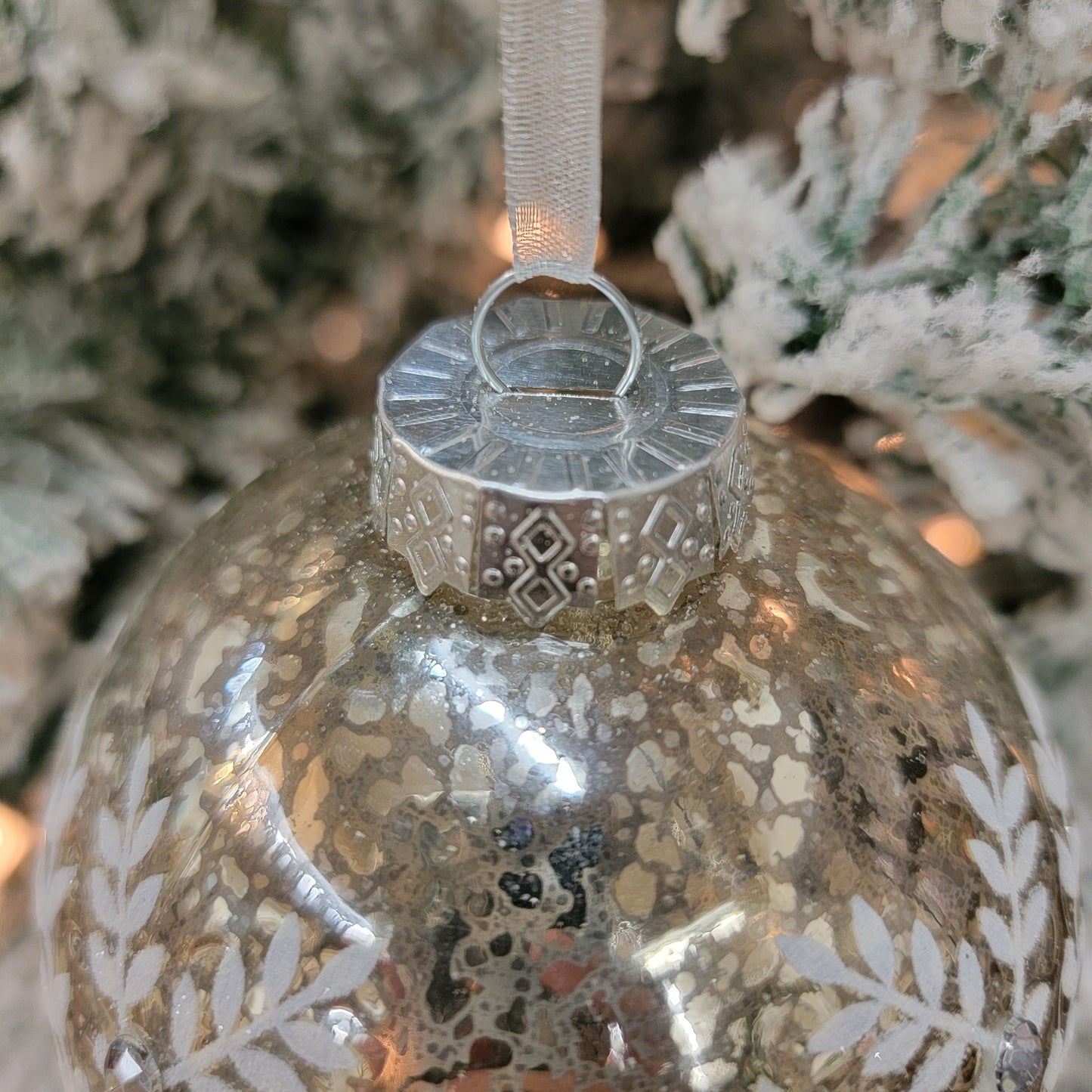 Mercury Glass & Snowflake 4in Ornament