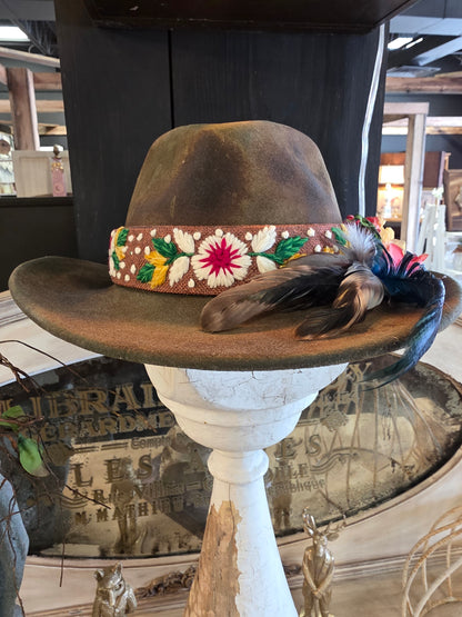 Distressed Brown Outback Felt Hat OS - A Rare Bird