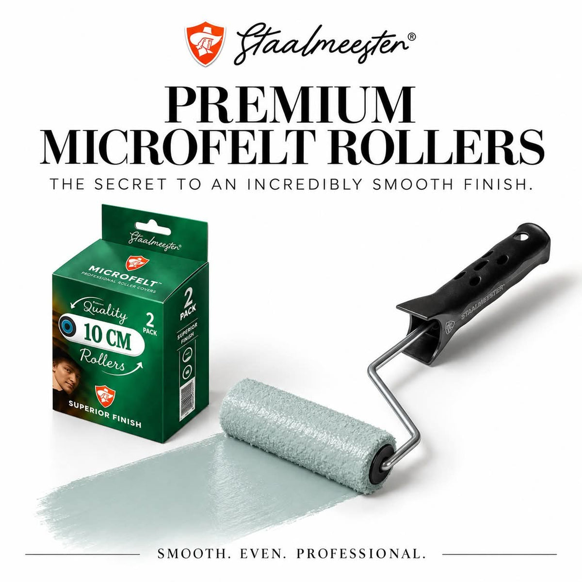 Microfelt High Quality Mini-Rollers 10pk MR02 10cm (1.10.1606.10) by Staalmeester®