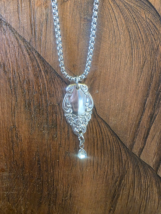 Baroque Rose Spoon Crystal Drop Necklace GSN06