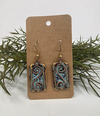 Brass Patina Blue S Earrings EP232