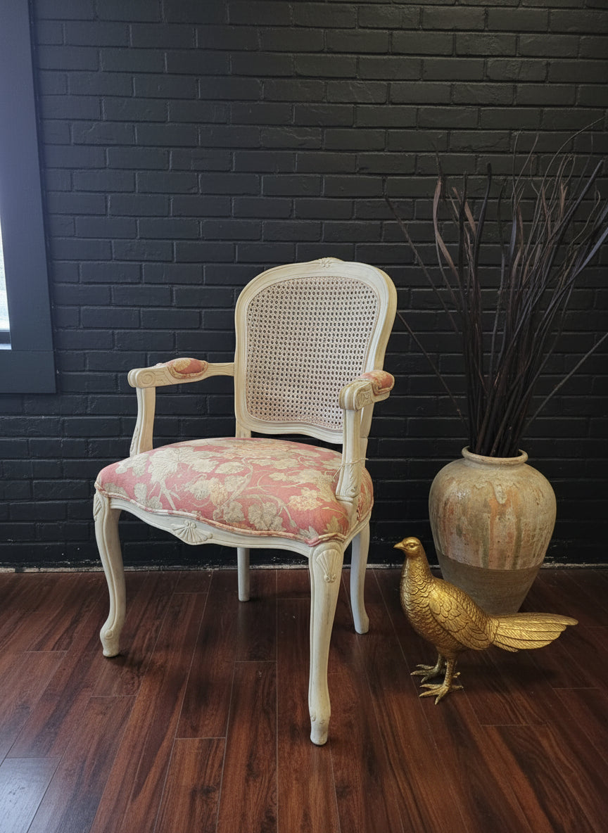 Upstyled Vintage Chair Pink / Cream Upholstery - (𝐏𝐢𝐜𝐤-𝐔𝐩 𝐎𝐧𝐥𝐲}