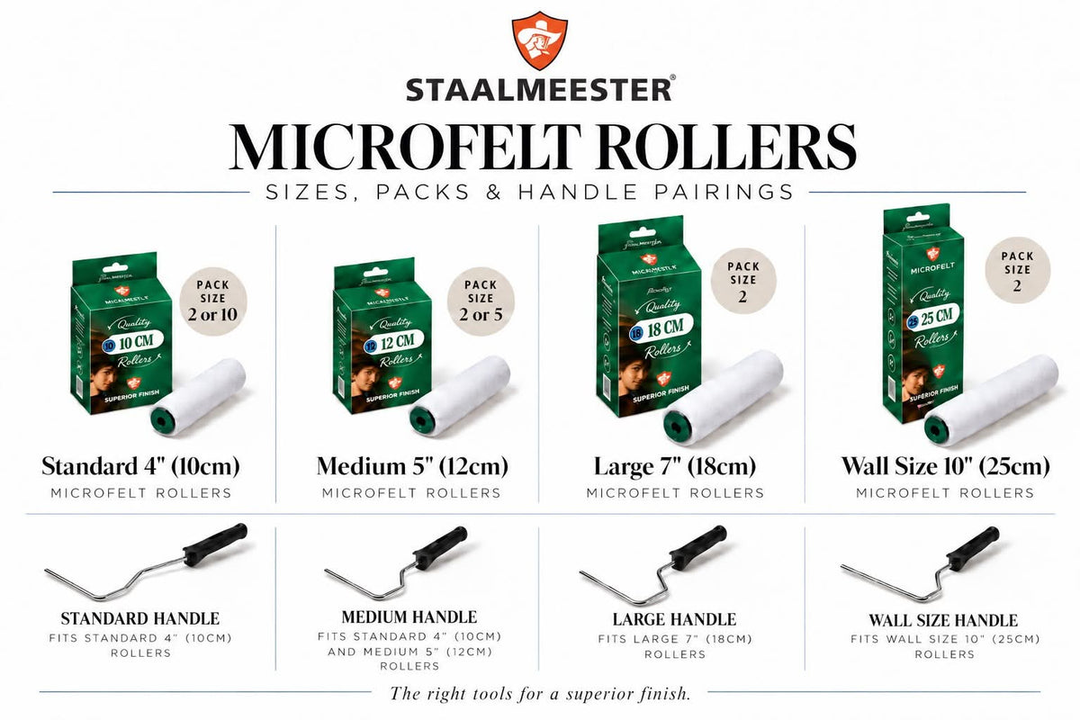 Microfelt High Quality Mini-Rollers 10pk MR02 10cm (1.10.1606.10) by Staalmeester®