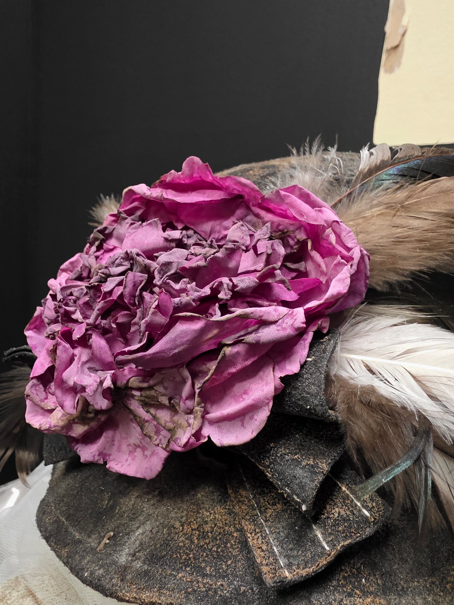 Distressed Boho Magenta Floral Hat OS - A Rare Bird