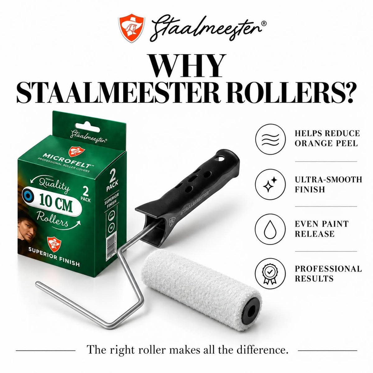 Microfelt High Quality Mini-Rollers 10pk MR02 10cm (1.10.1606.10) by Staalmeester®