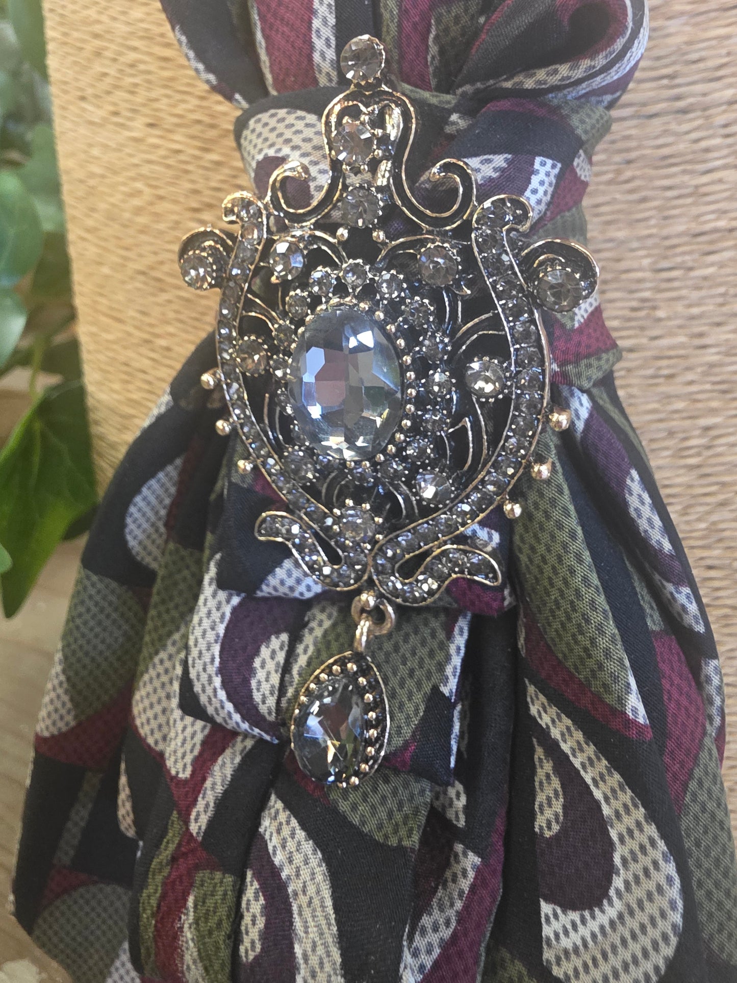 Upcycled Necktie & Brooch Necklace