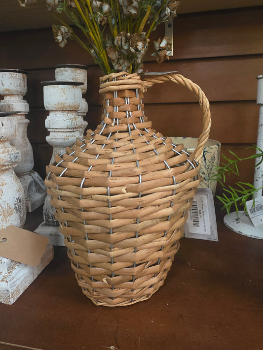 10.75" Woven Wicker Jug w/ Handle