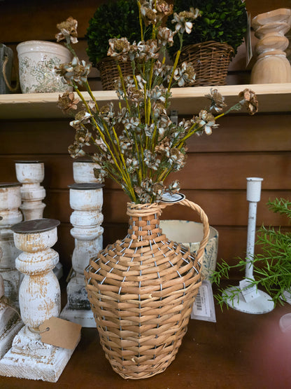 10.75" Woven Wicker Jug w/ Handle
